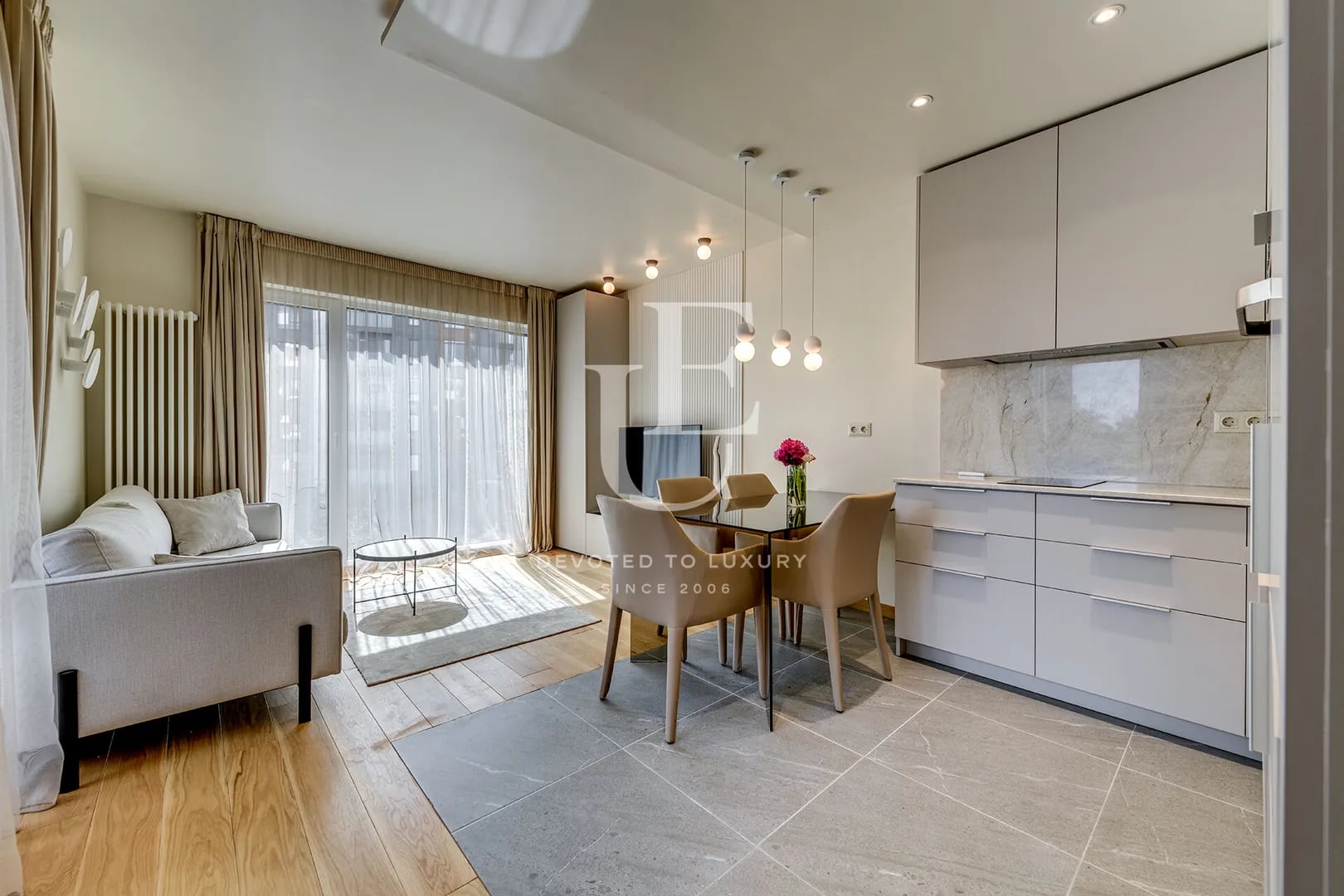 Designer one-bedroom apartment for rent in a gated complex