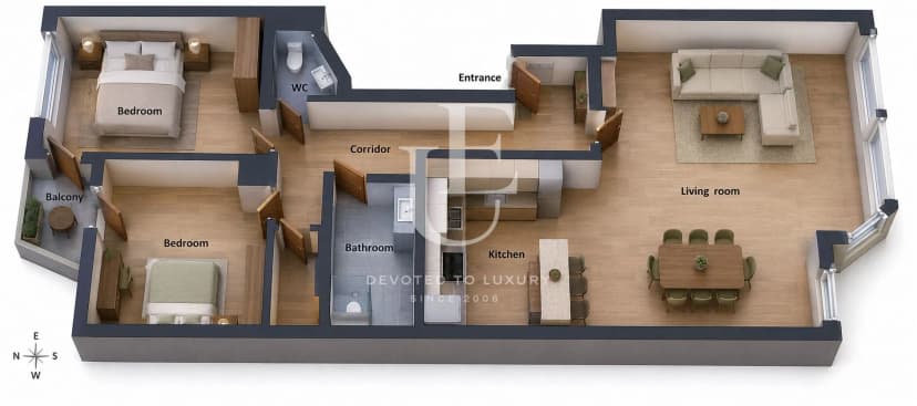 Spacious two-bedroom apartment for sale next to Marinela Hotel